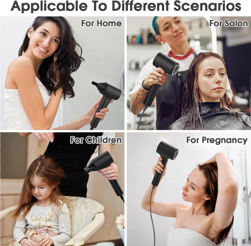 KARFUN Hair Dryer, 110000 RPM High-Speed Brushless Motor Fast Drying Blow Dryer, 57dB Low Noise Hair Dryer for Home or Travel, 3 Temps & 2 Speeds (Black) - Image 5